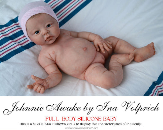 Custom FULL-BODY SILICONE Johnnie Awake by Ina Volprich (18 inches 7.5 lbs) *listing includes pictures of my own work in silicone.