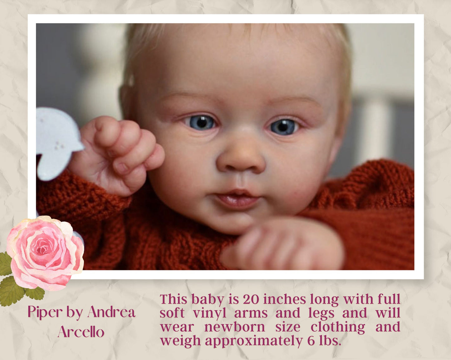 Free Baby Offer ~ Reborn Doll Sale ~ Custom Baby Piper by Andrea Arcello (20"+ Full Limbs) Preorder starts March 15th
