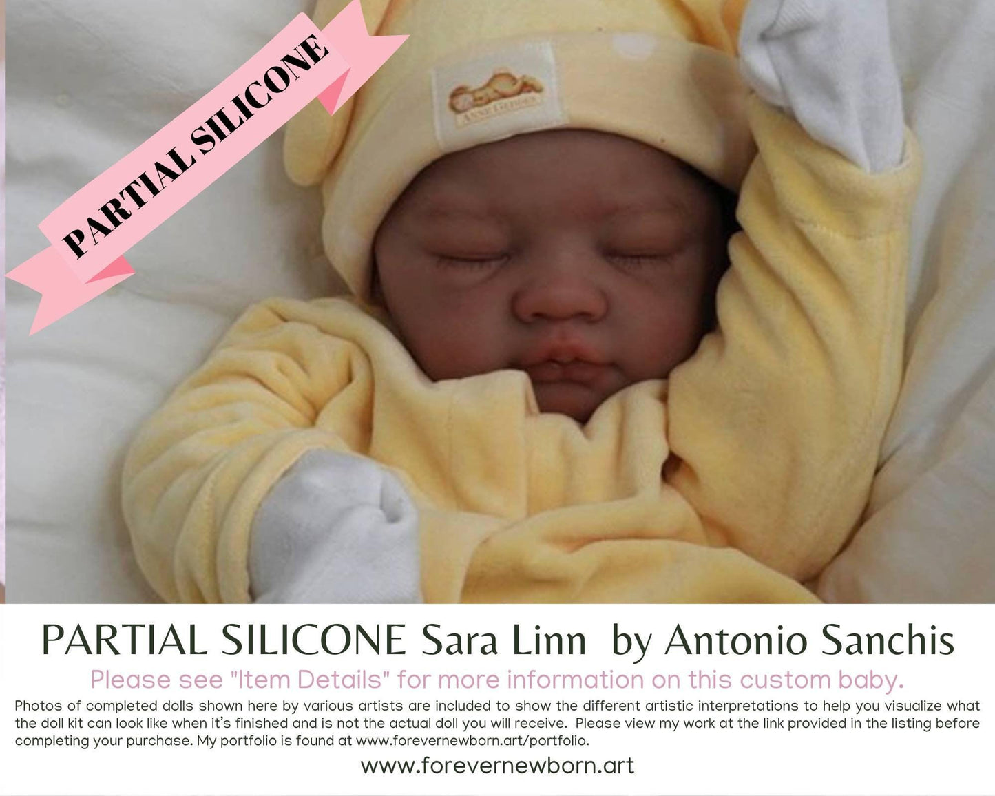 Sara Linn by Antonio Sanchis (21"+ Full Limbs) with cloth body. Extended Processing Time May Be Required. ASK FIRST!