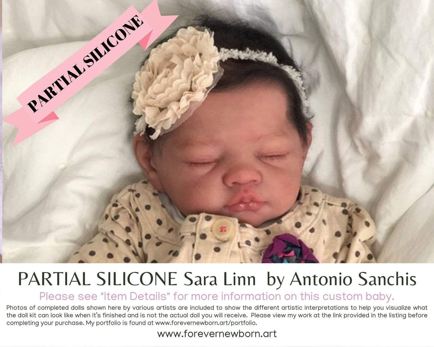 Sara Linn by Antonio Sanchis (21"+ Full Limbs) with cloth body. Extended Processing Time May Be Required. ASK FIRST!