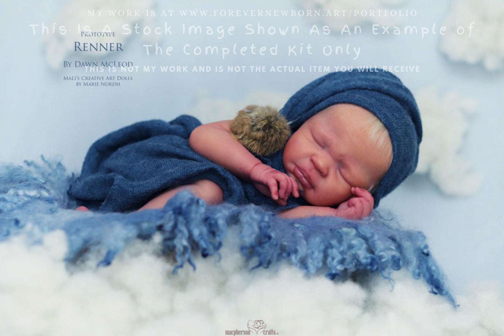 Reborn Baby **Hyper-Realistic** Reborn Doll Renner by Dawn McLeod (21 Inches w/ bent legs + Full Limbs)
