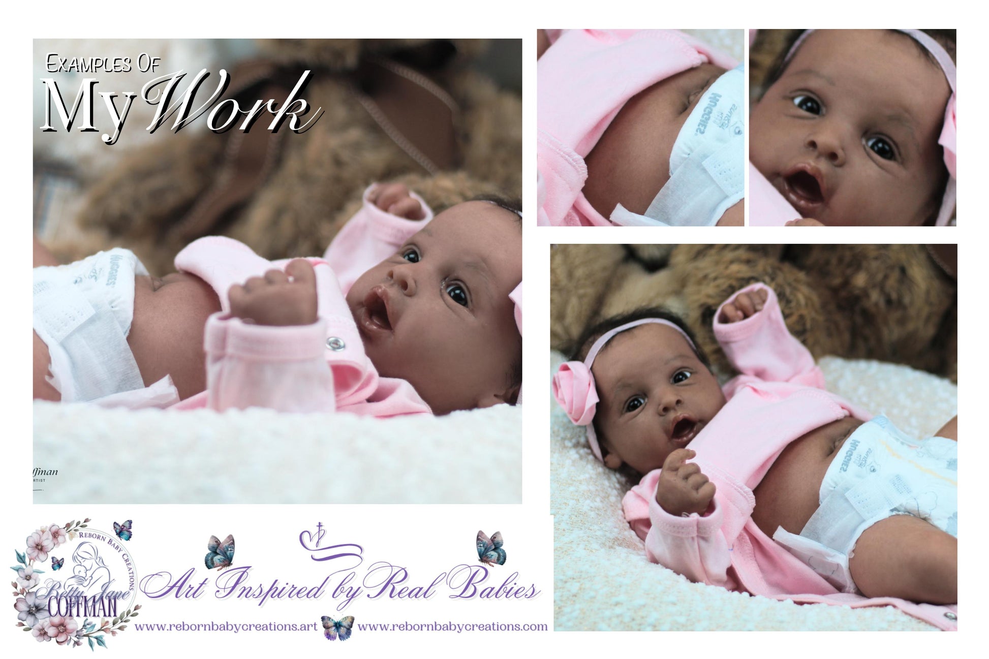 a collage of photos of a baby in a pink outfit