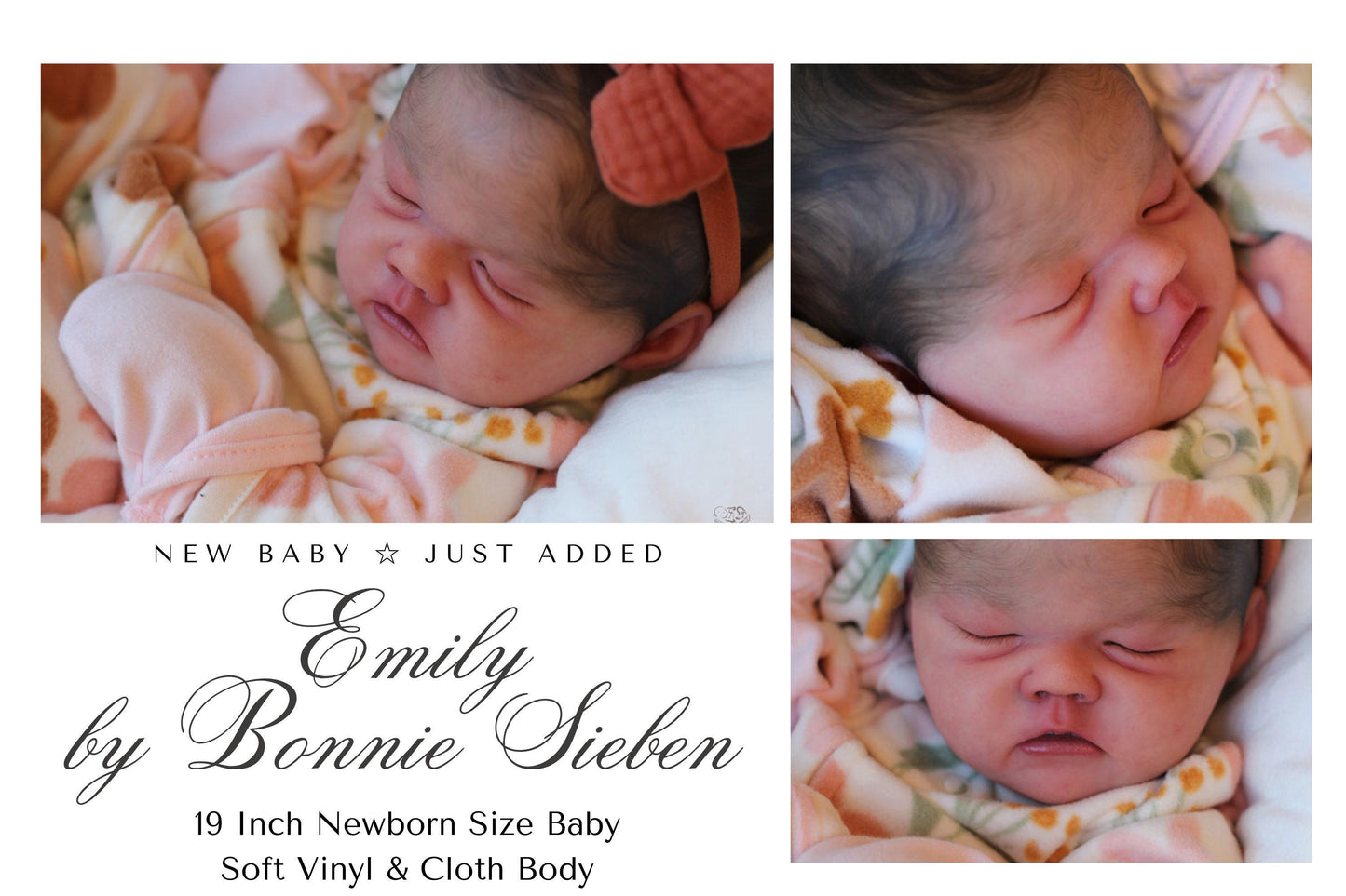 Extremely Realistic Reborn Baby Doll ~ Reborn Baby **Hyper-Realistic** Reborn Doll Emily by Bonnie Sieben 19" Full Limbs