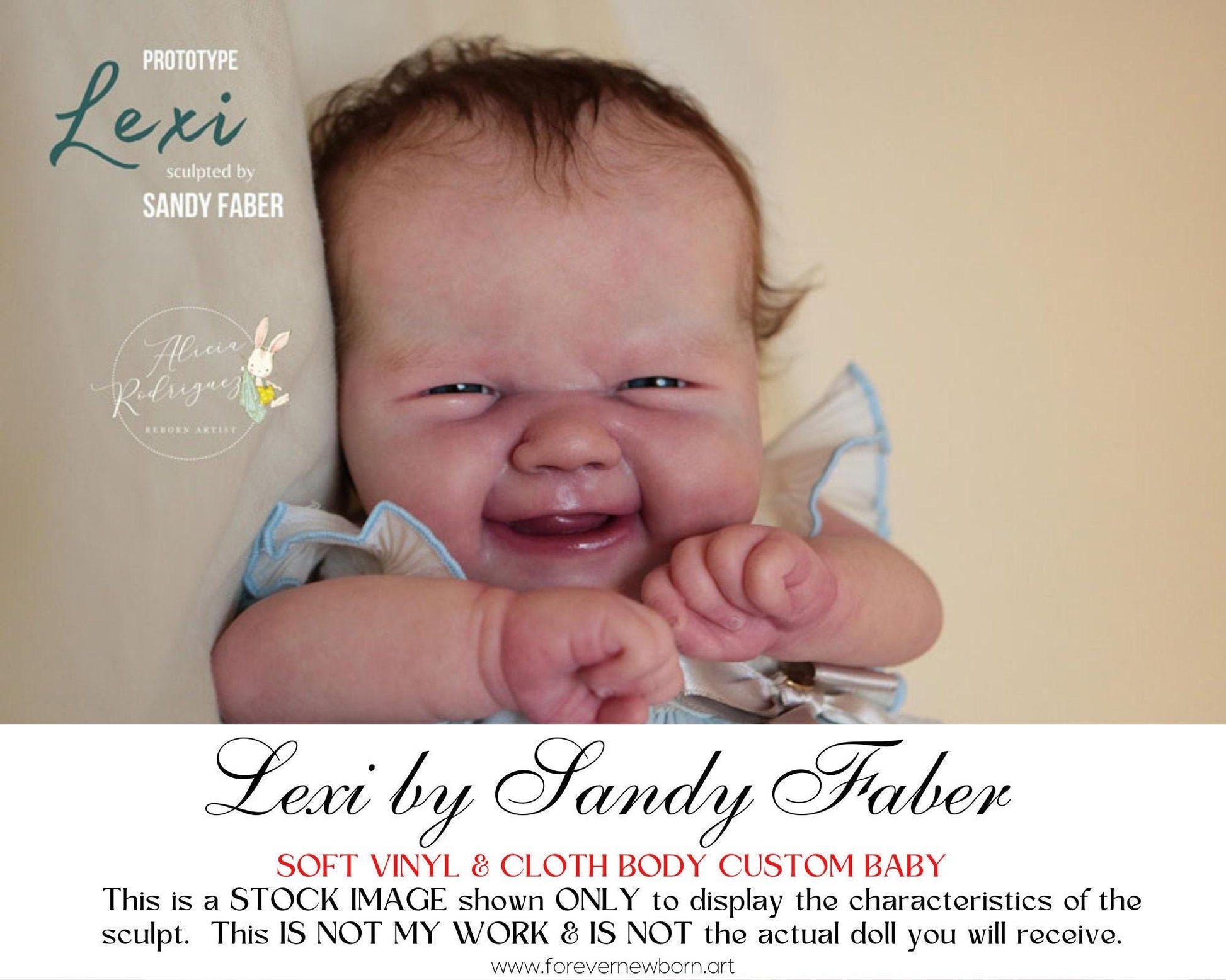 Lifelike Reborn Doll Lexi by Sandy Faber (20"+Full Arms 3/4 Legs)