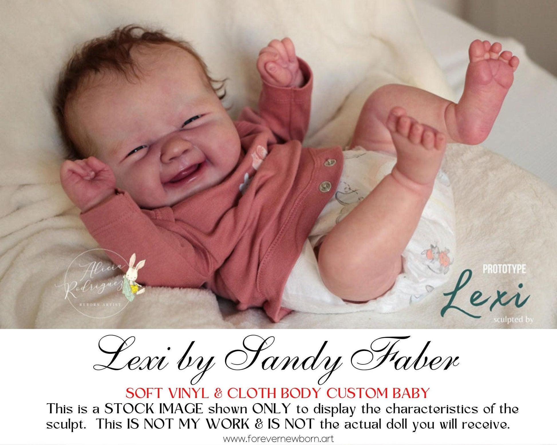 Lifelike Reborn Doll Lexi by Sandy Faber (20"+Full Arms 3/4 Legs)