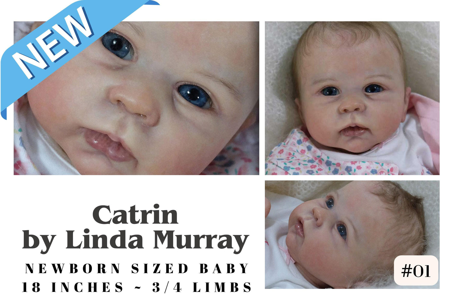 Reborn Baby **Hyper-Realistic** Reborn Doll Catrin by Linda Murray (18 inches 3/4 Limbs)