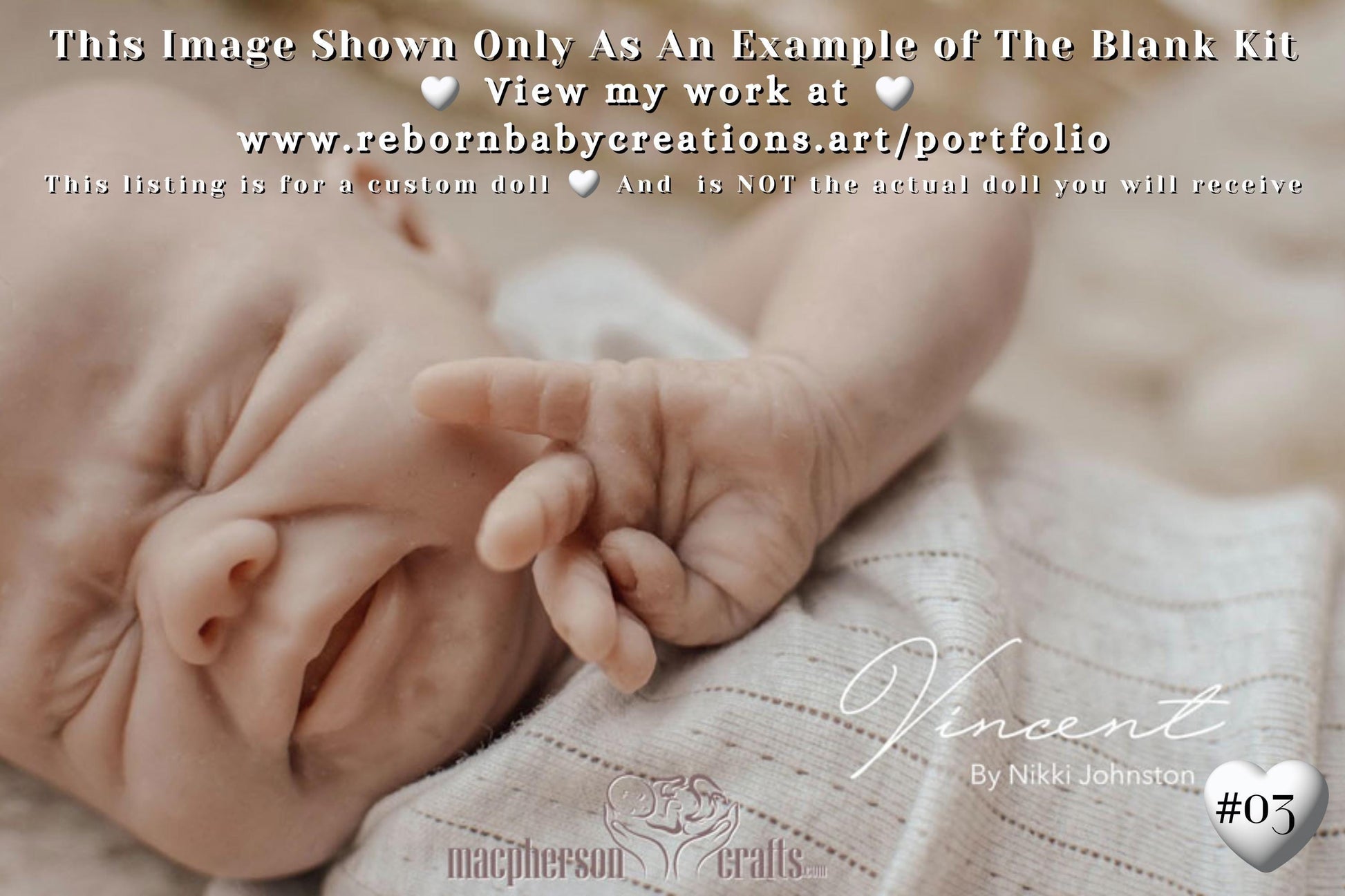 Last One Available ~ Custom Reborn Baby Doll Vincent by Nikki Johnston LoNg SoLD OuT LiMiTeD EDiTiOn (18"+Full Limbs)