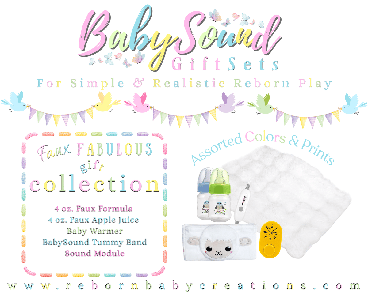 Reborn Doll Gift Set: Formula, Juice, Sound Box & BellyBand Doll Not Included.