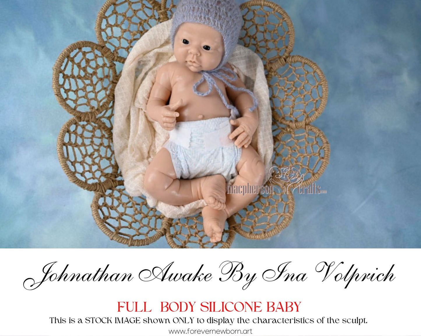 Custom FULL-BODY **Boy** Silicone Johnathan Awake By Ina Volprich (18 inches 7.5 lbs) *includes pictures of my own work in silicone.