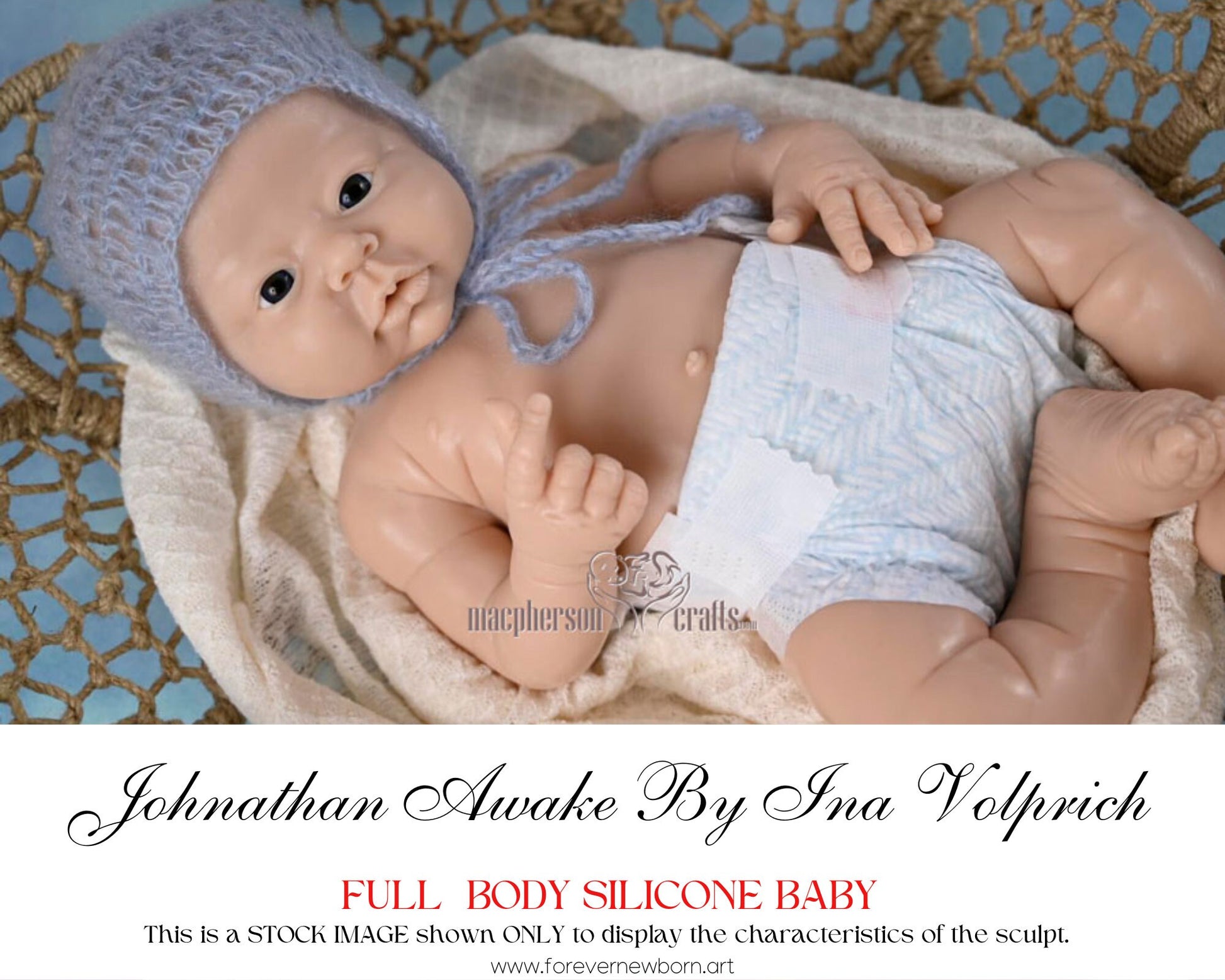 Custom FULL-BODY **Boy** Silicone Johnathan Awake By Ina Volprich (18 inches 7.5 lbs) *includes pictures of my own work in silicone.