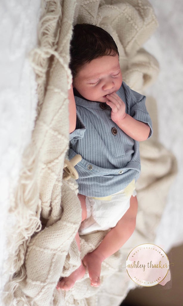 SiLiCoNe BaBy Realborn® Jameson Asleep (19"+ Full Limbs) with cloth body. Extended Processing Time May Be Required. ASK FIRST!