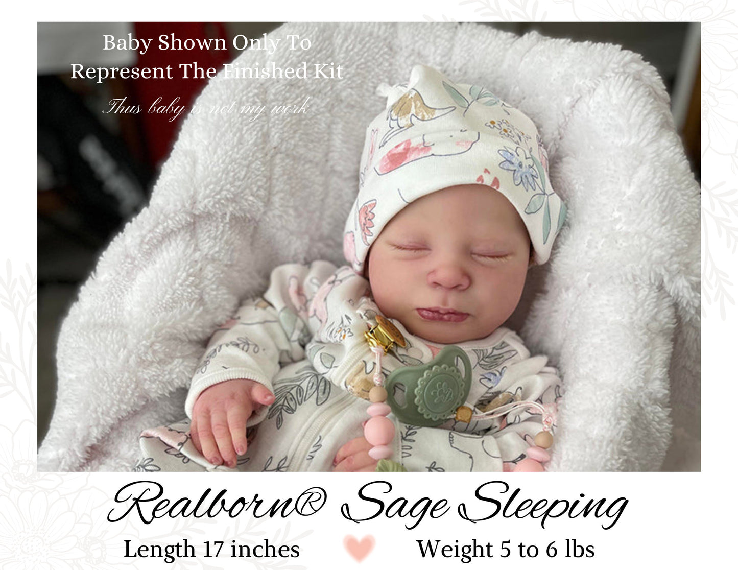 SiLiCoNe BaBy Realborn® Sage Sleeping (18" Full Limbs) with cloth body. Extended Processing Time May Be Required. ASK FIRST!
