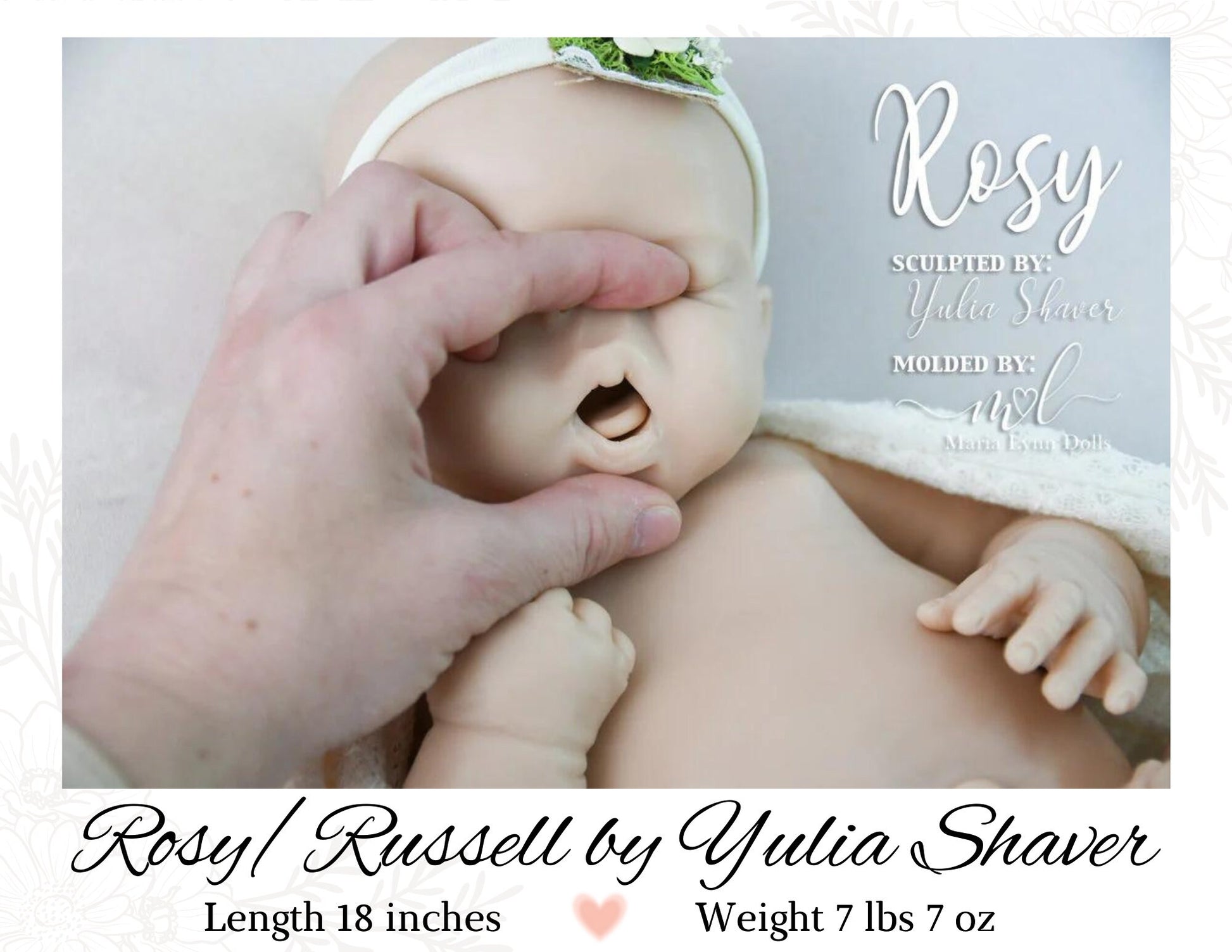 Full Body Silicone Baby Rosy/Russell by Yulia Shaver (18 inches 7 lbs 7 oz) *includes pictures of my own work in silicone.