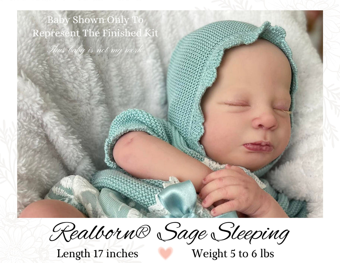 SiLiCoNe BaBy Realborn® Sage Sleeping (18" Full Limbs) with cloth body. Extended Processing Time May Be Required. ASK FIRST!