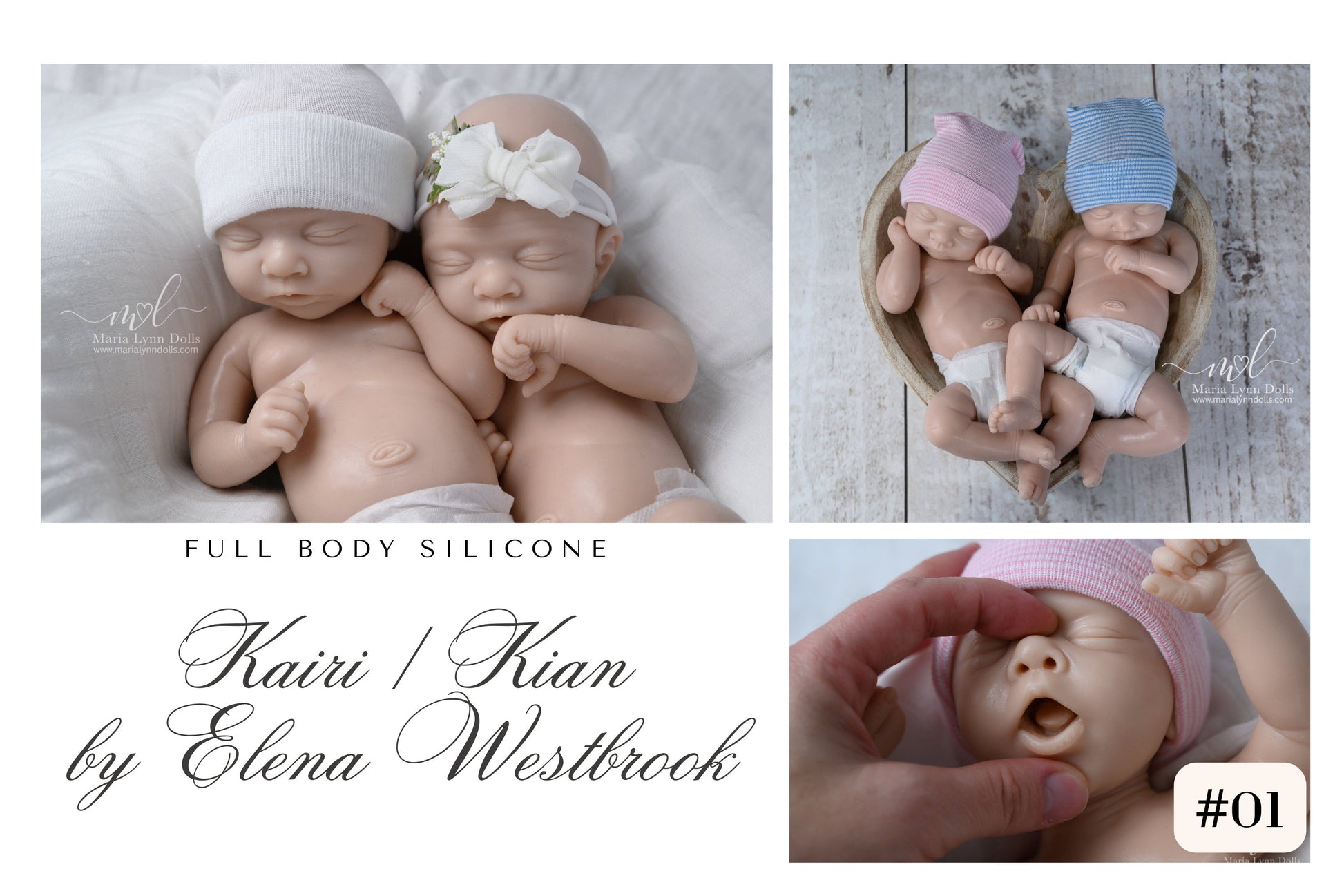 Drink & Wet + Armatures - FULL-BODY SILICONE Preemie Kairi / Kian by Elena Westbrook (14 inches 3 lbs 3 oz)