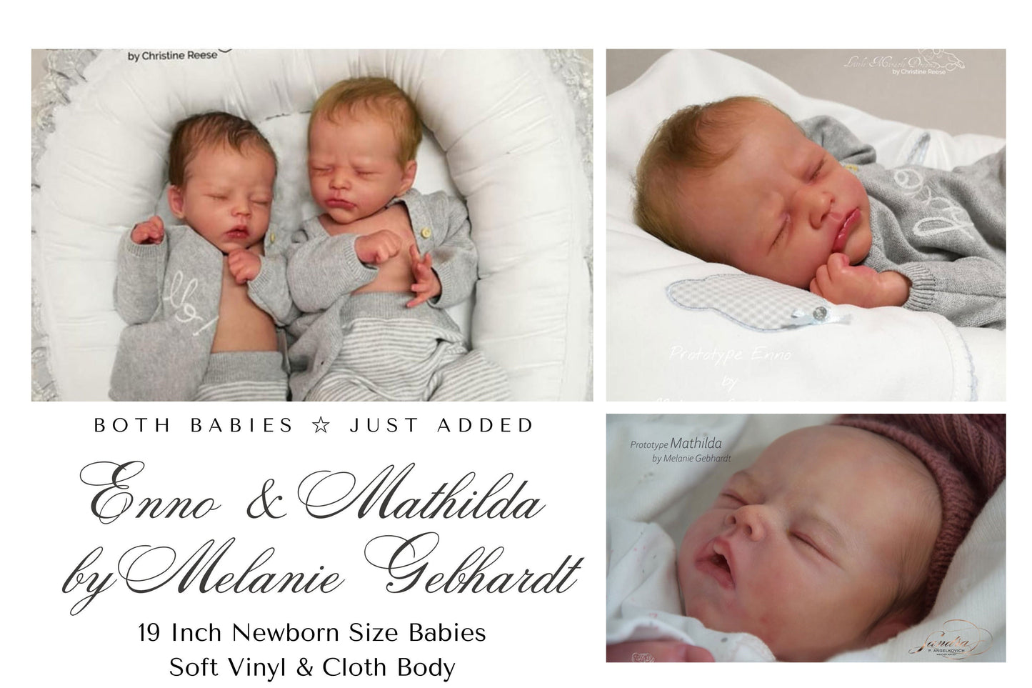 ECONOMY Baby Custom TWINS - ReBoRn BaBiEs ~ Enno & Mathilda by Melanie Gebhardt 19" Full Limbs