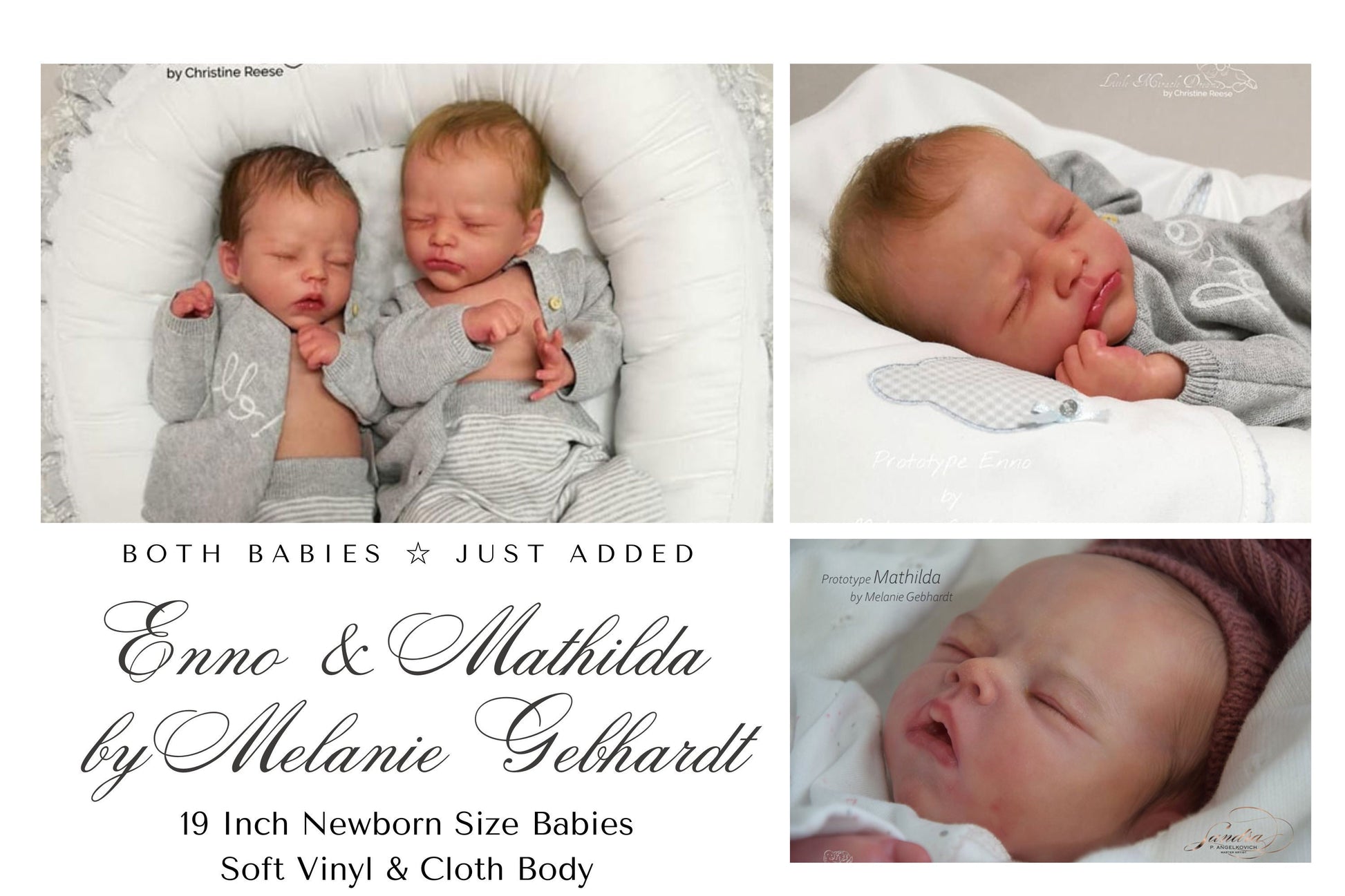 ECONOMY Baby Custom TWINS - ReBoRn BaBiEs ~ Enno & Mathilda by Melanie Gebhardt 19" Full Limbs