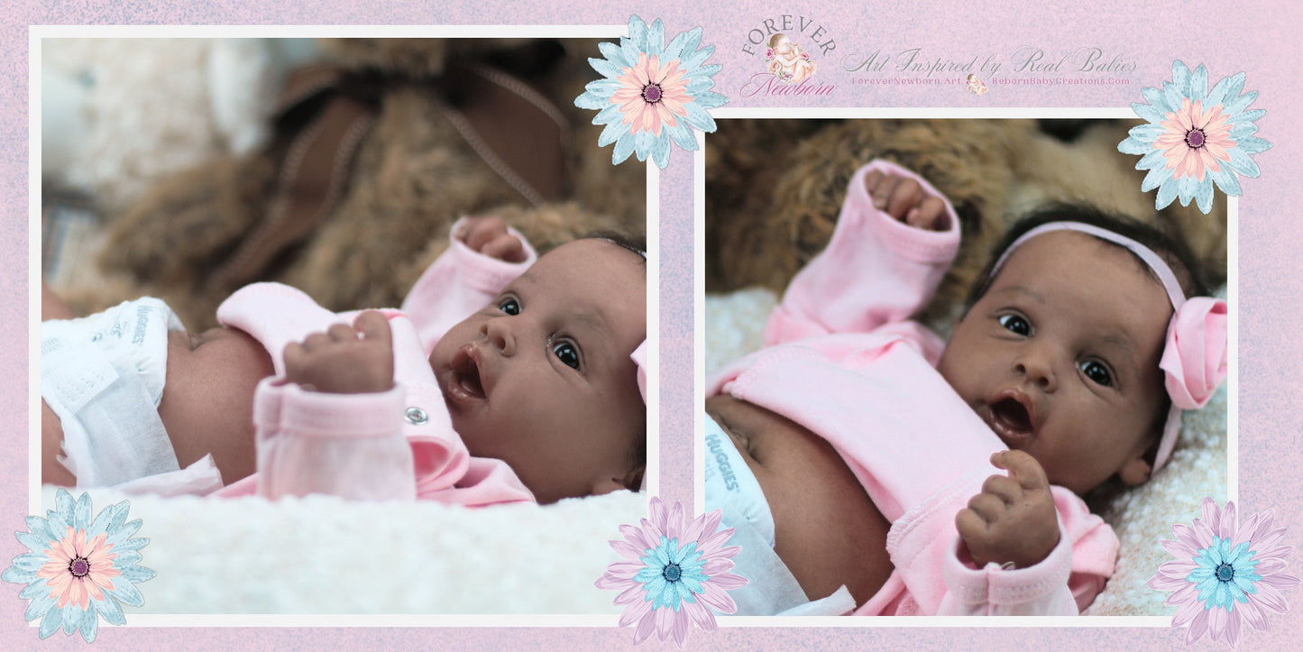 two pictures of a baby and a teddy bear