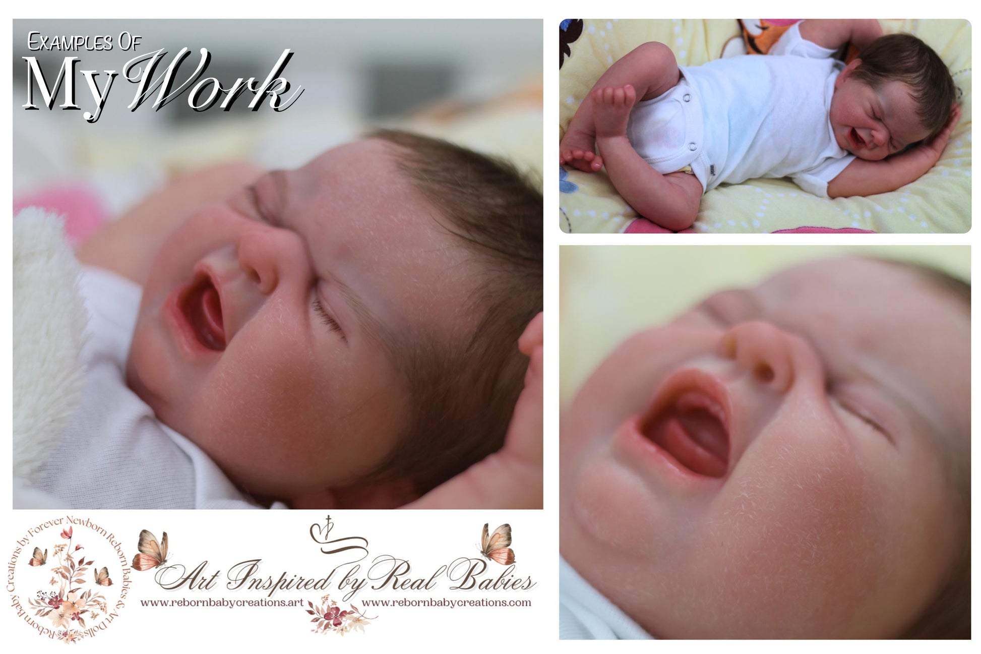 a collage of photos of a reborn baby made by Reborn Baby Creations