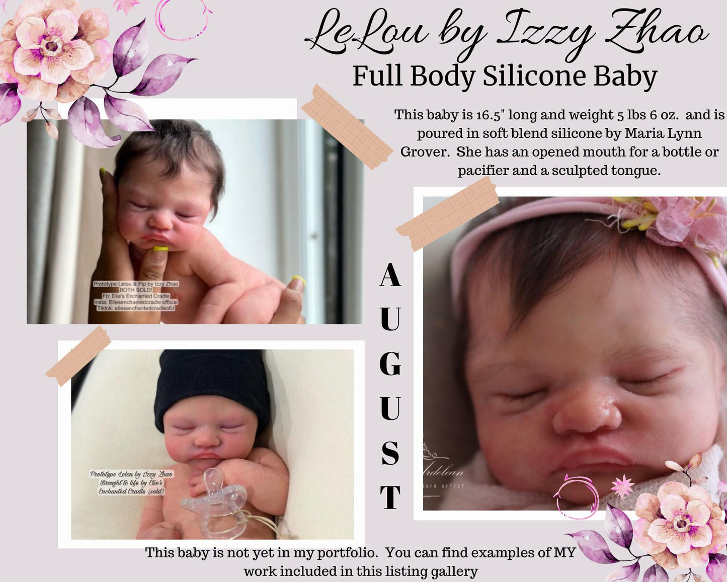 Full Body Platinum Silicone Baby Doll: LeLou by Izzy Zhao (16.5 inches)