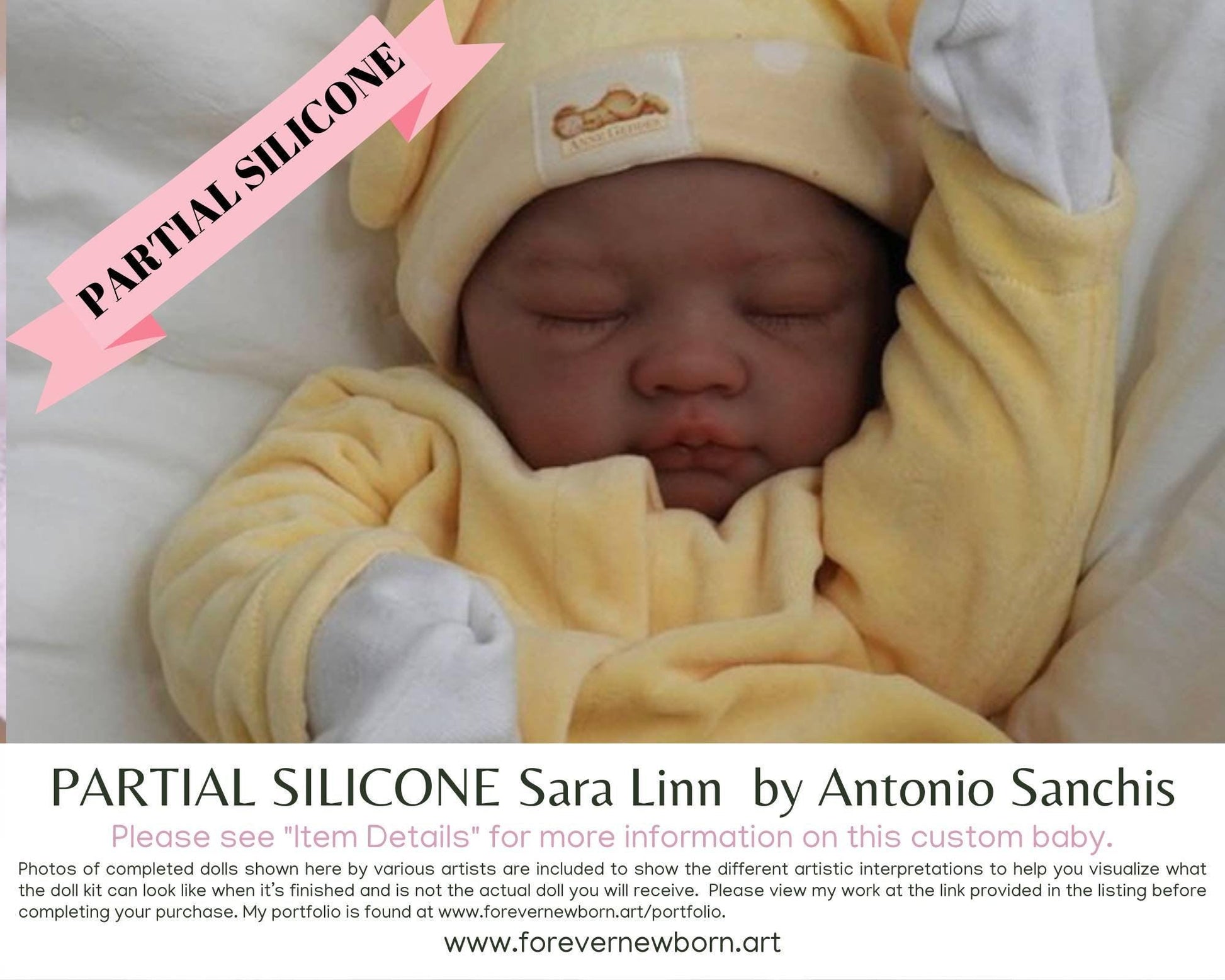 Sara Linn by Antonio Sanchis (21"+ Full Limbs) with cloth body. Extended Processing Time May Be Required. ASK FIRST!