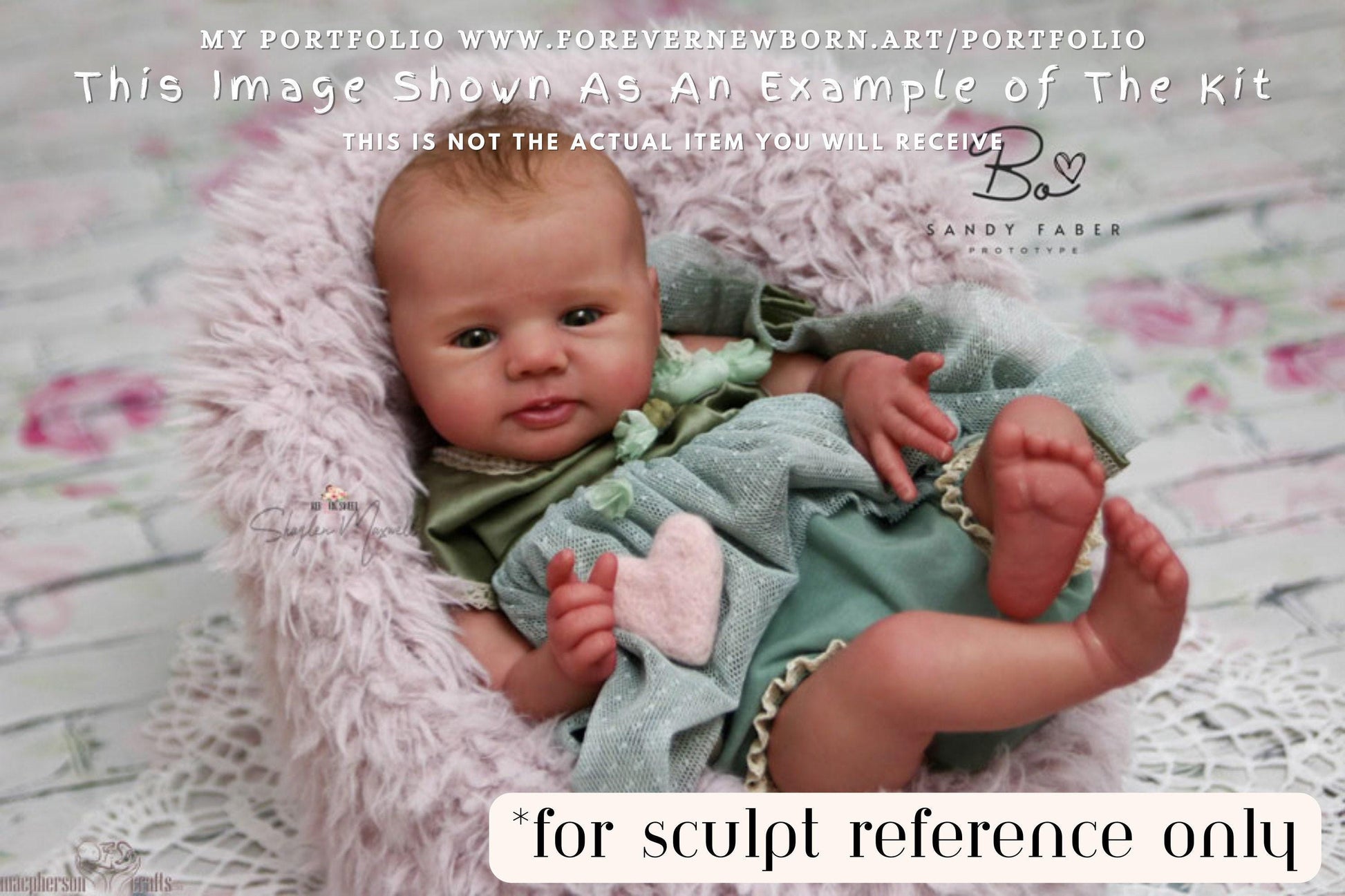 Reborn Baby **Hyper-Realistic** Reborn Doll Bo by Sandy Faber 18" Full Limbs