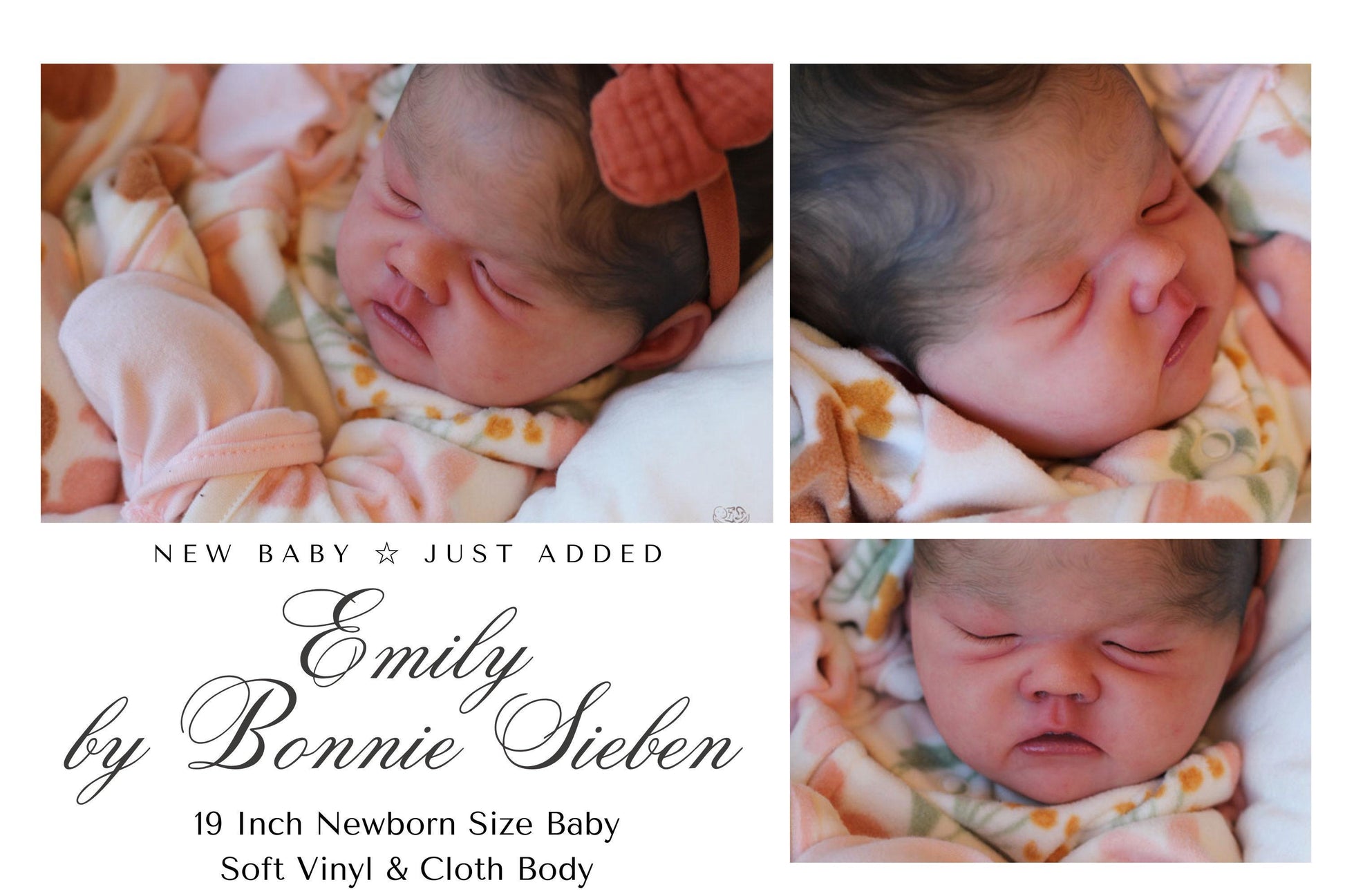 Extremely Realistic Reborn Baby Doll ~ Reborn Baby **Hyper-Realistic** Reborn Doll Emily by Bonnie Sieben 19" Full Limbs