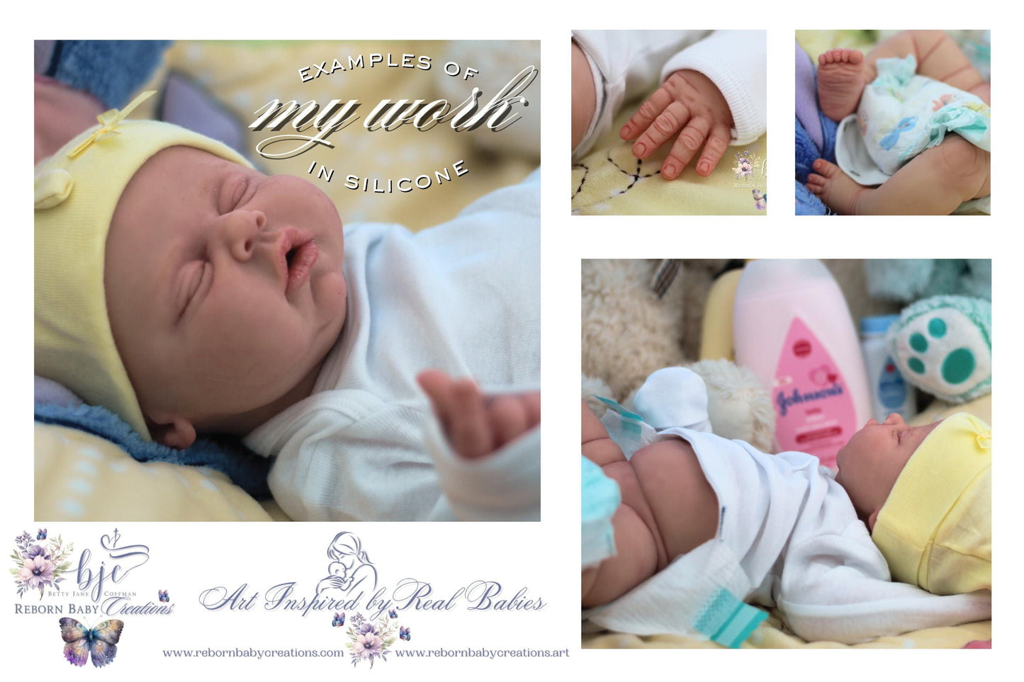 a collage of photos of a sleeping baby