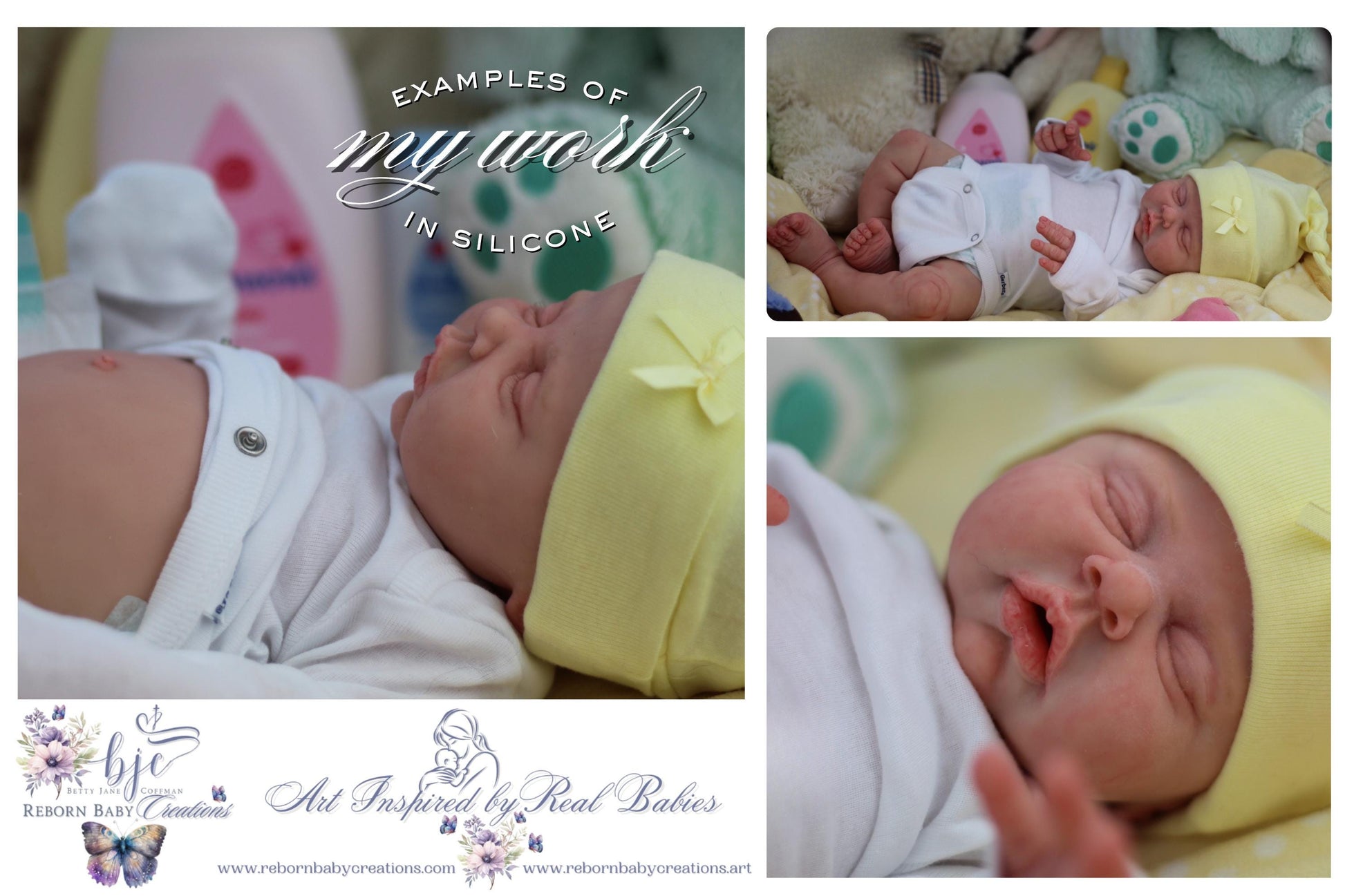 a collage of photos of a newborn baby