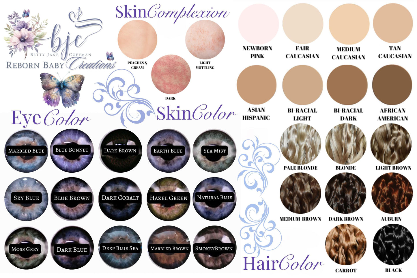 a picture of a bunch of different hair colors
