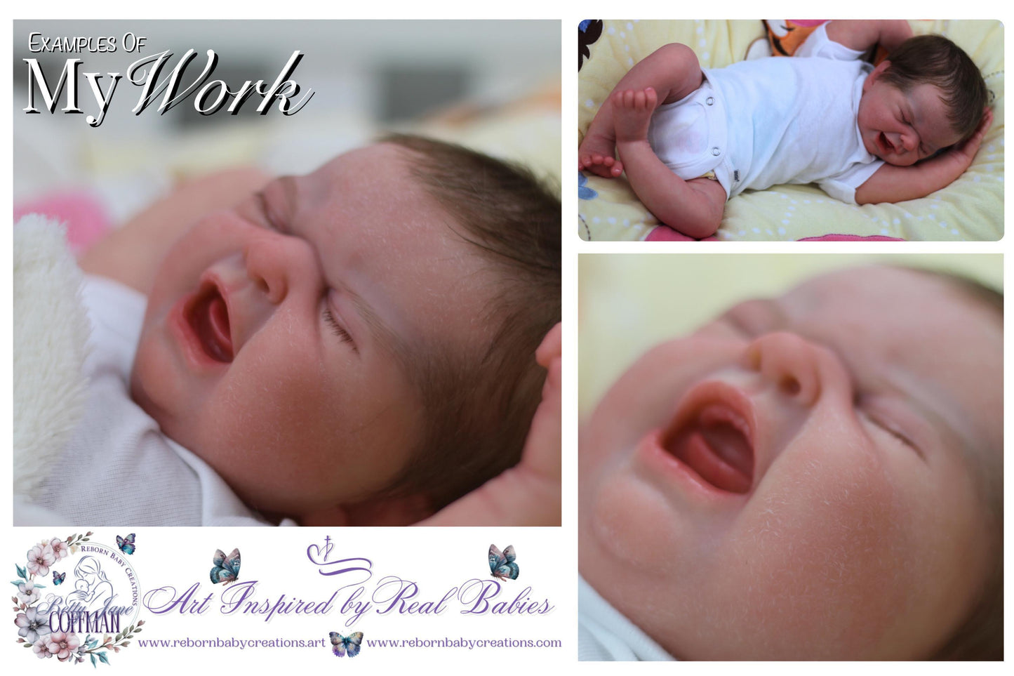a collage of photos of a newborn baby