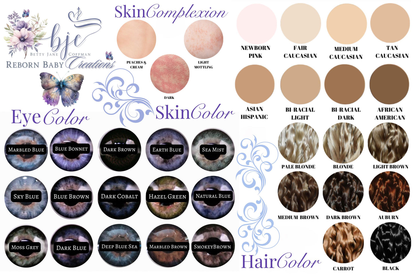 a picture of a bunch of different hair colors