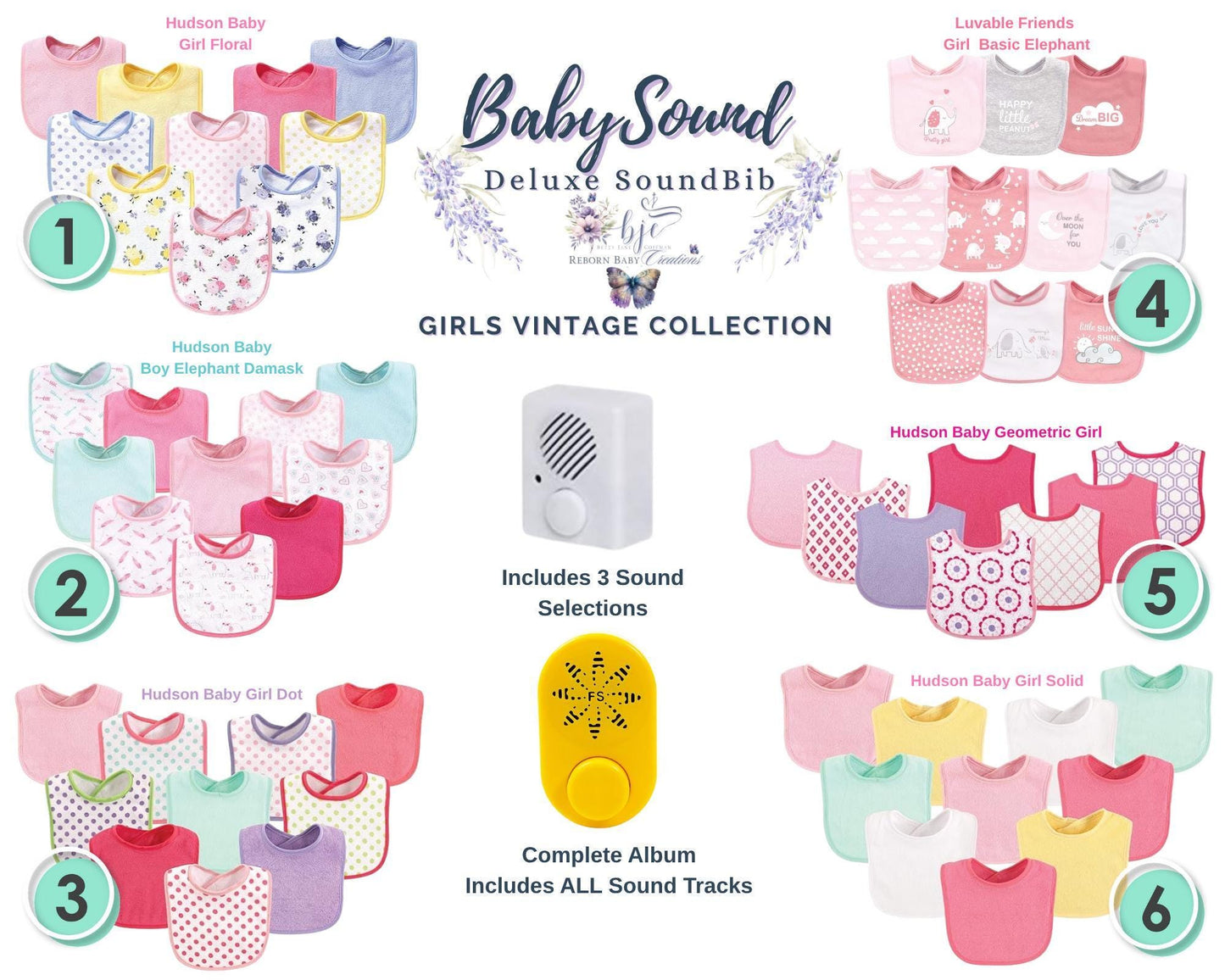 BabySound Bib: Real Baby Sounds In A Sweet Bib! Fun For Interactive Play. Doll Not Included.