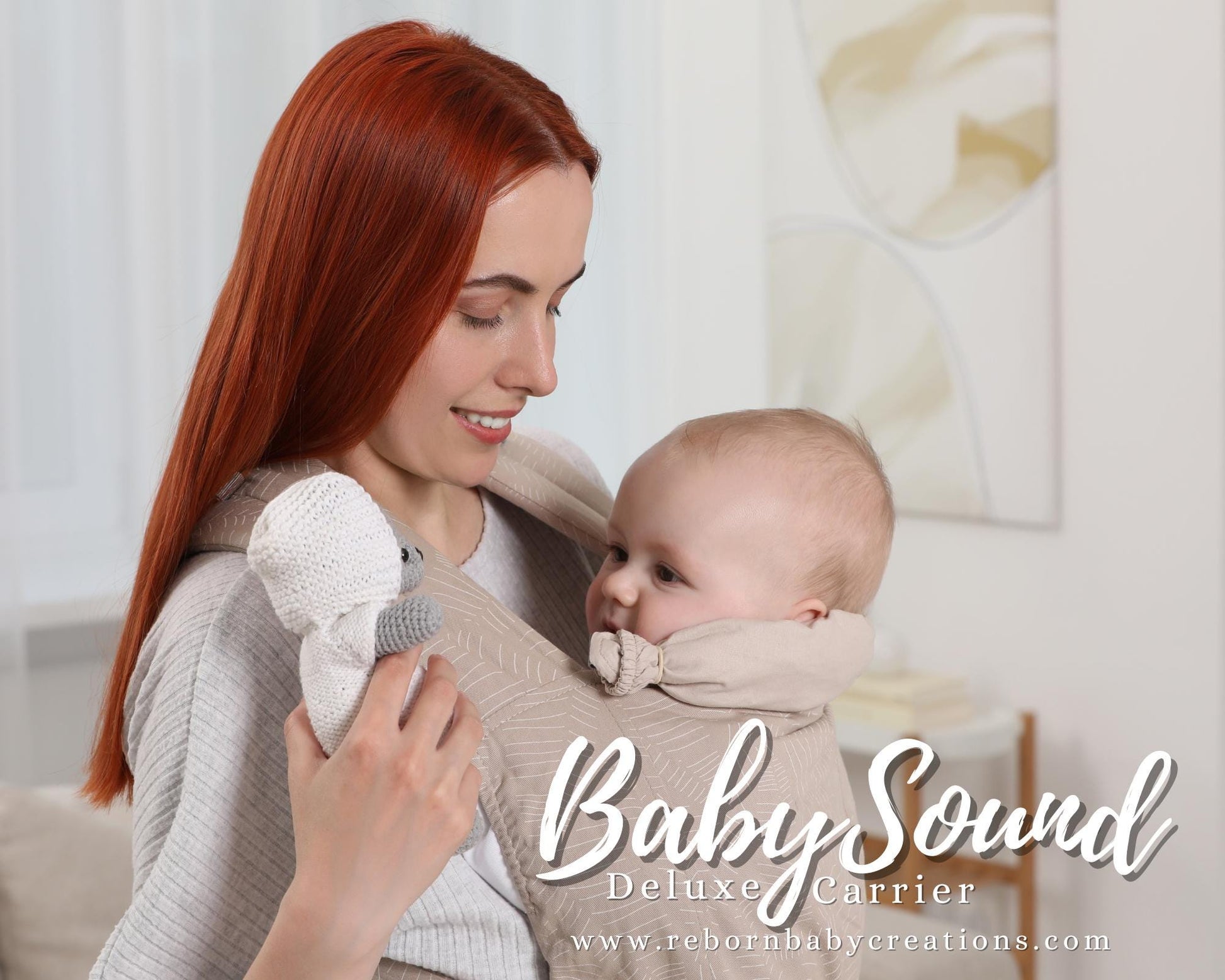 BabySound Carrier: Real Baby Sounds in a Front Baby Carrier for Fun For Interactive Reborn Play. Doll Not Included.