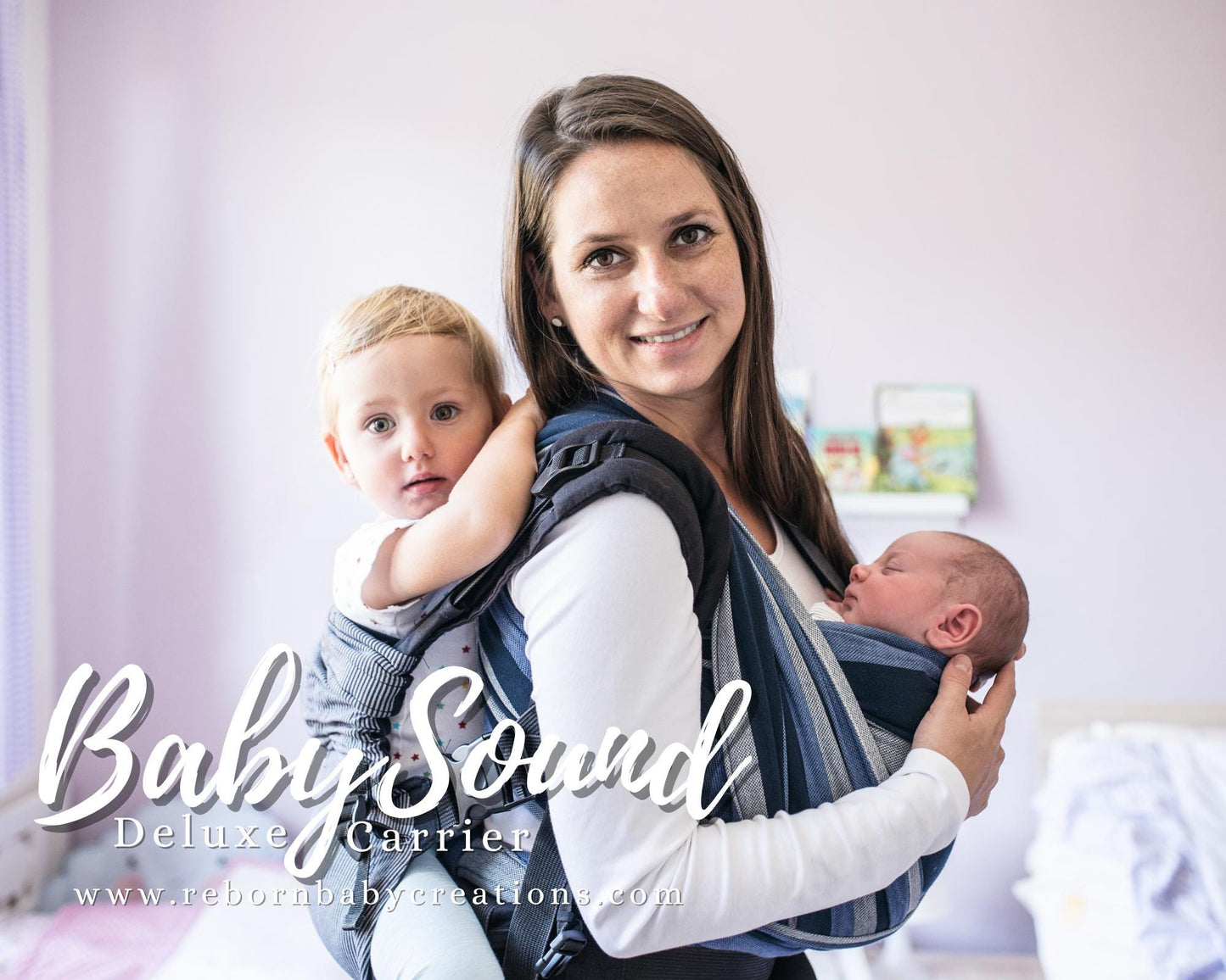 BabySound Carrier: Real Baby Sounds in a Front Baby Carrier for Fun For Interactive Reborn Play. Doll Not Included.