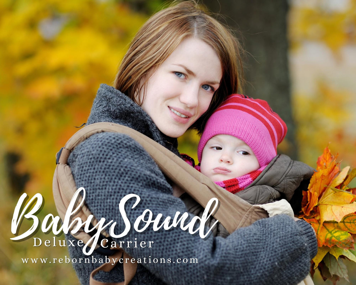 BabySound Carrier: Real Baby Sounds in a Front Baby Carrier for Fun For Interactive Reborn Play. Doll Not Included.