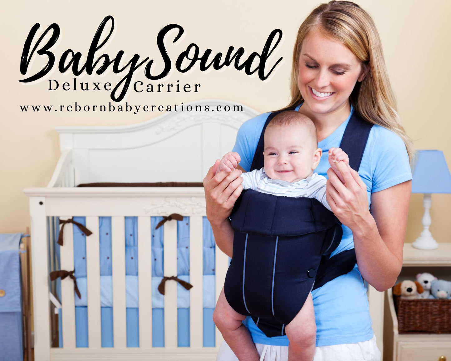 BabySound Carrier: Real Baby Sounds in a Front Baby Carrier for Fun For Interactive Reborn Play. Doll Not Included.