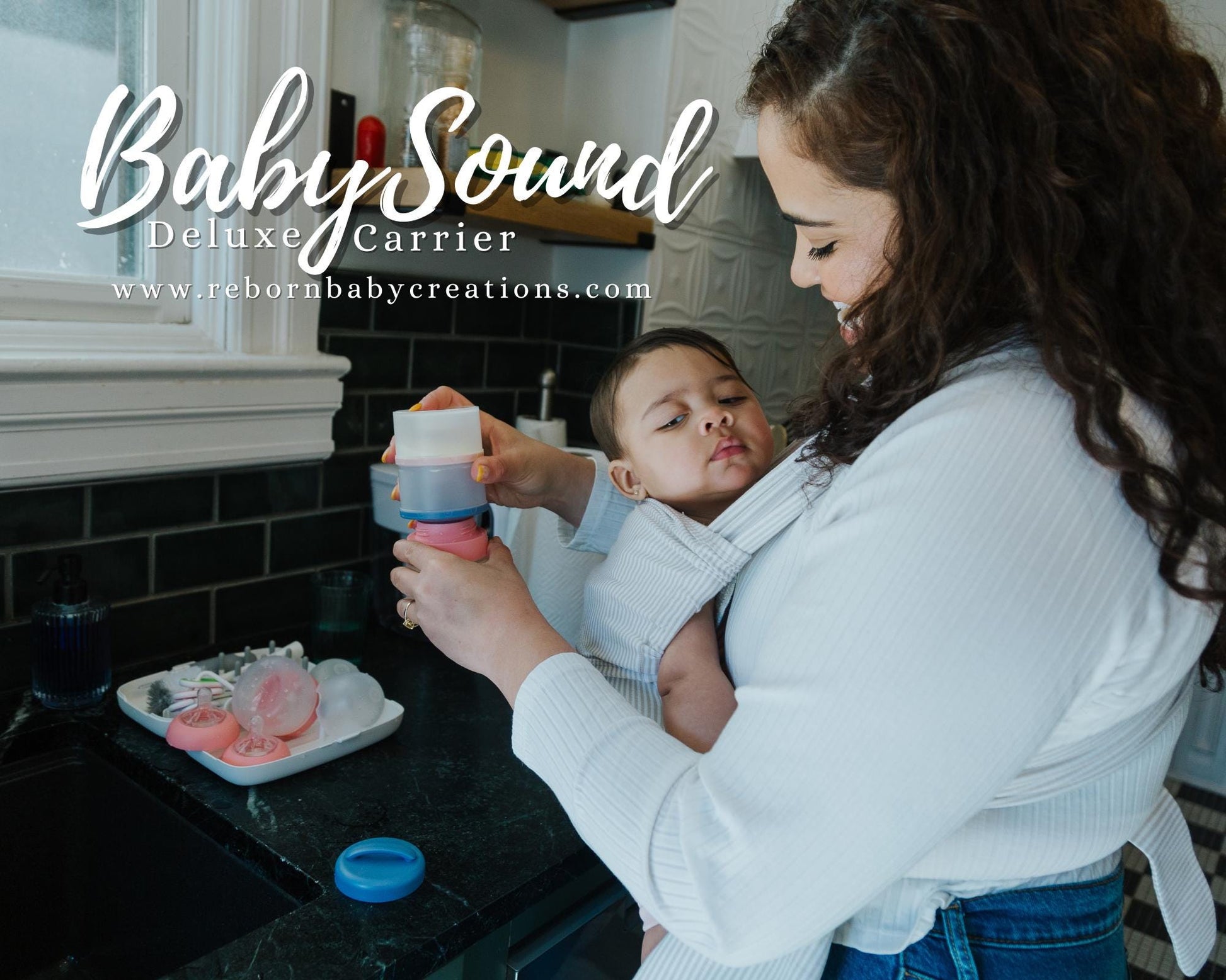 BabySound Carrier: Real Baby Sounds in a Front Baby Carrier for Fun For Interactive Reborn Play. Doll Not Included.