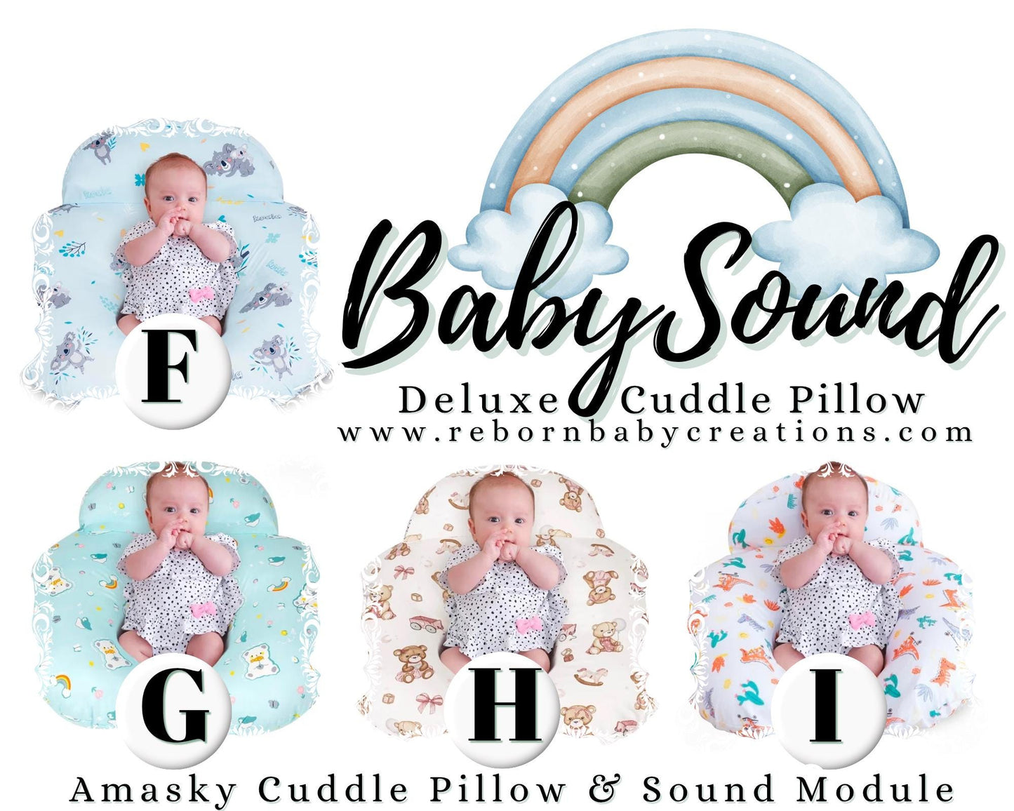 BabySound Cuddle Pillow: Real Baby Sounds Fun For Interactive Reborn Play. Doll Not Included.