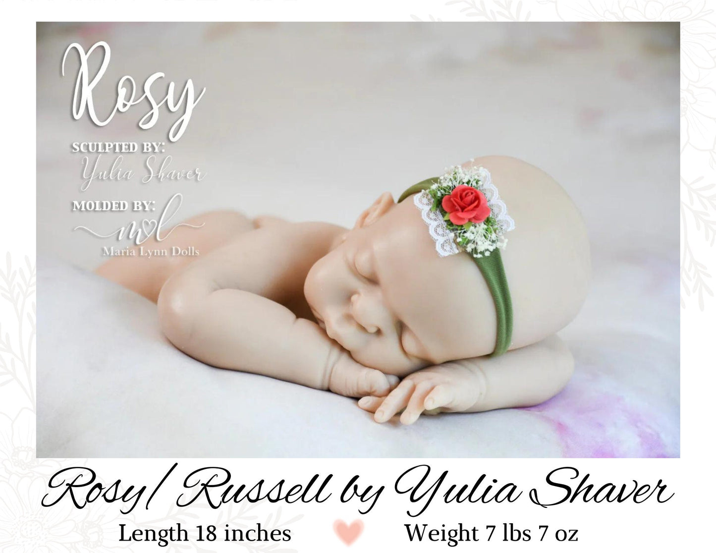 Full Body Silicone Baby Rosy/Russell by Yulia Shaver (18 inches 7 lbs 7 oz) *includes pictures of my own work in silicone.